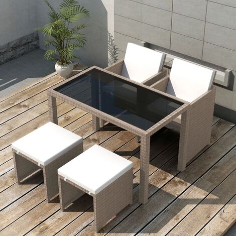 vidaXL Set da Pranzo da Giardino 5 pz con Cuscini in Polyrattan