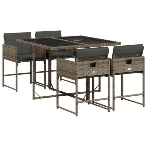 vidaXL Set da Pranzo da Giardino 5 pz con Cuscini in Polyrattan Grigio