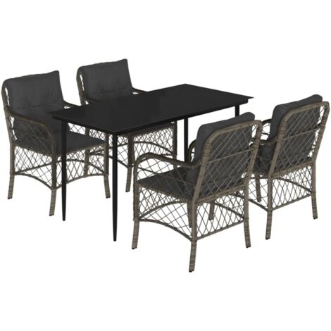 vidaXL Set da Pranzo da Giardino 5 pz con Cuscini in Polyrattan Grigio