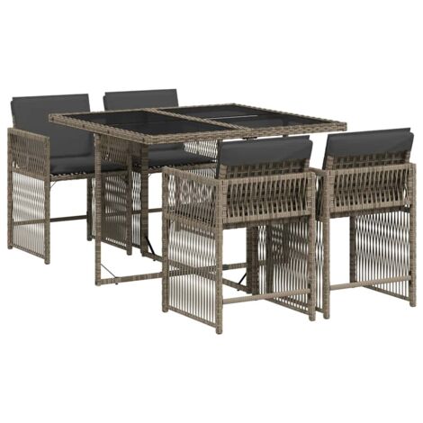vidaXL Set da Pranzo da Giardino 5 pz con Cuscini in Polyrattan Grigio