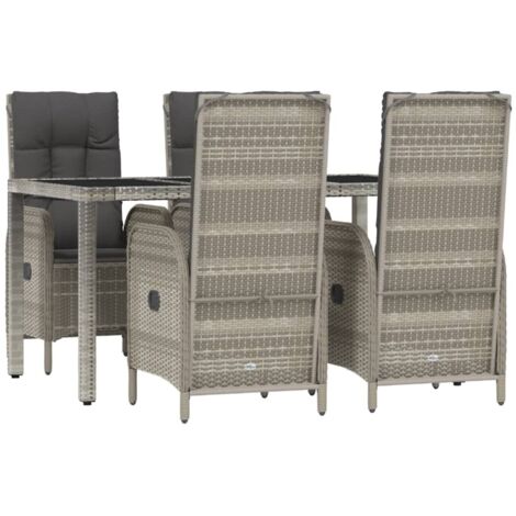 vidaXL Set da Pranzo da Giardino 5 pz con Cuscini in Polyrattan Grigio
