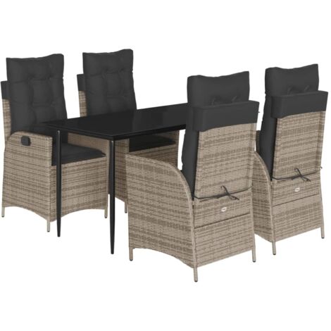 vidaXL Set da Pranzo da Giardino 5 pz con Cuscini in Polyrattan Grigio