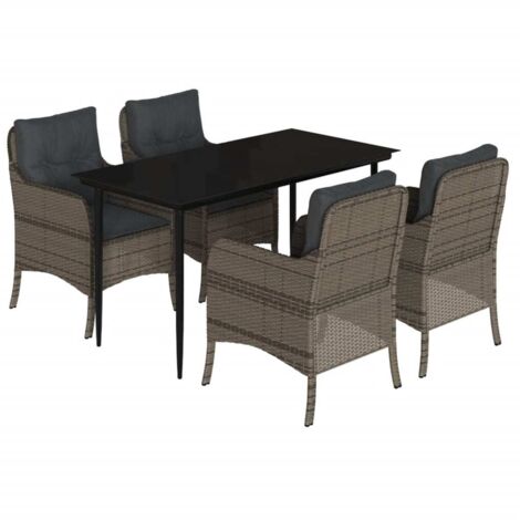 vidaXL Set da Pranzo da Giardino 5 pz con Cuscini in Polyrattan Grigio