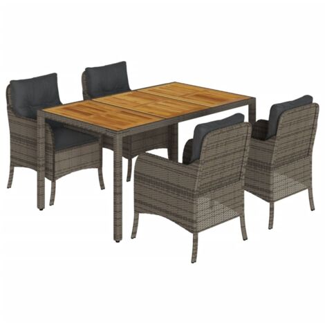vidaXL Set da Pranzo da Giardino 5 pz con Cuscini in Polyrattan Grigio