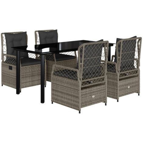 vidaXL Set da Pranzo da Giardino 5 pz con Cuscini in Polyrattan Grigio