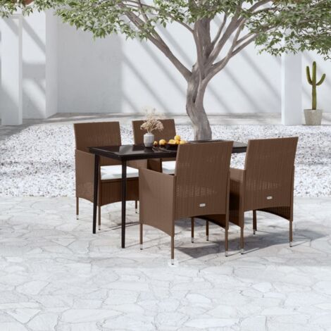 vidaXL Set da Pranzo da Giardino 5 pz con Cuscini Marrone e Nero