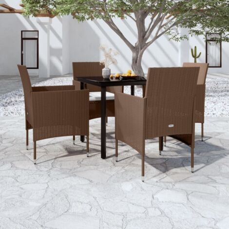 vidaXL Set da Pranzo da Giardino 5 pz con Cuscini Marrone e Nero