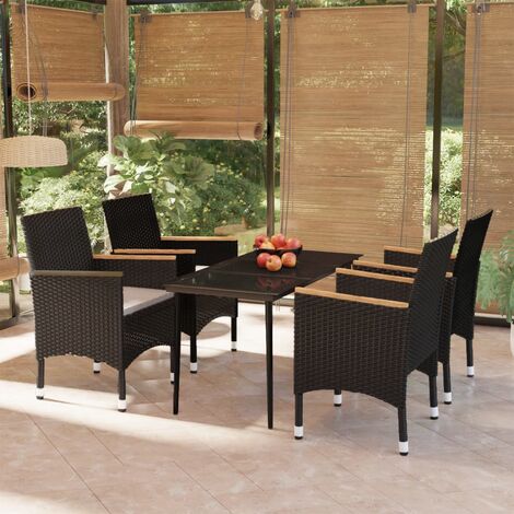 vidaXL Set da Pranzo da Giardino 5 pz con Cuscini Nero