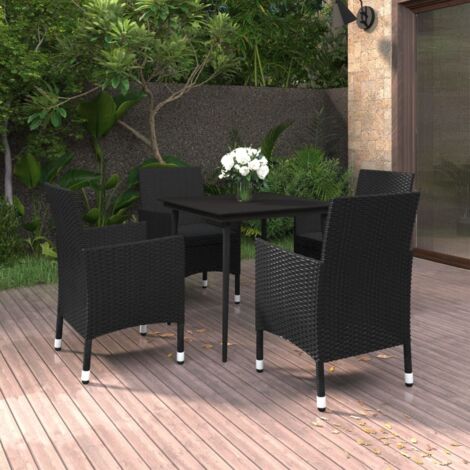 vidaXL Set da Pranzo da Giardino 5 pz con Cuscini Polyrattan e Vetro