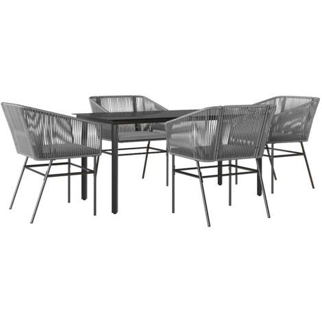 vidaXL Set da Pranzo da Giardino 5 pz con Cuscini Polyrattan Vetro