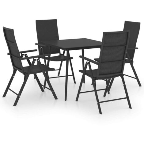 vidaXL Set da Pranzo da Giardino 5 pz Nero