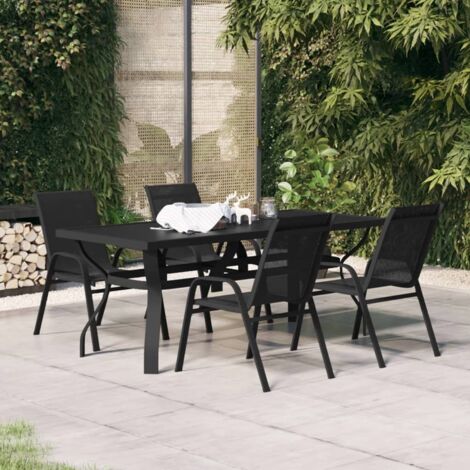 vidaXL Set da Pranzo da Giardino 5 pz Nero
