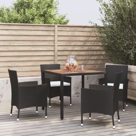 vidaXL Set da Pranzo da Giardino 5 pz Nero con Cuscini in Polyrattan