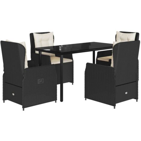 vidaXL Set da Pranzo da Giardino 5 pz Nero con Cuscini in Polyrattan