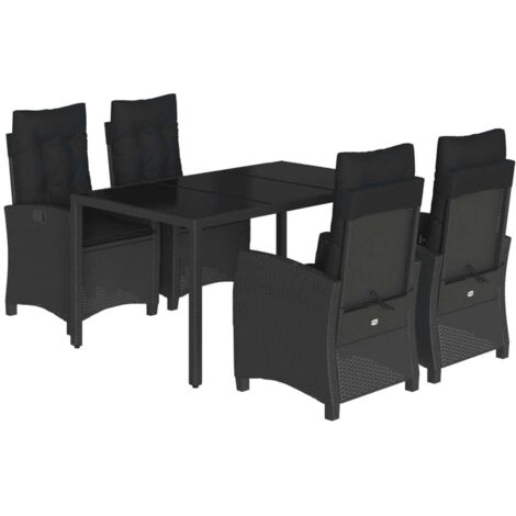 vidaXL Set da Pranzo da Giardino 5 pz Nero con Cuscini in Polyrattan