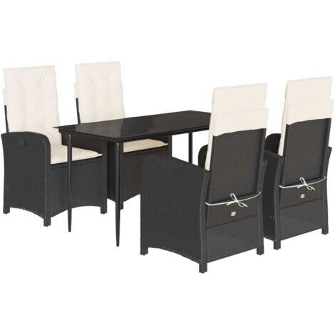 vidaXL Set da Pranzo da Giardino 5 pz Nero con Cuscini in Polyrattan