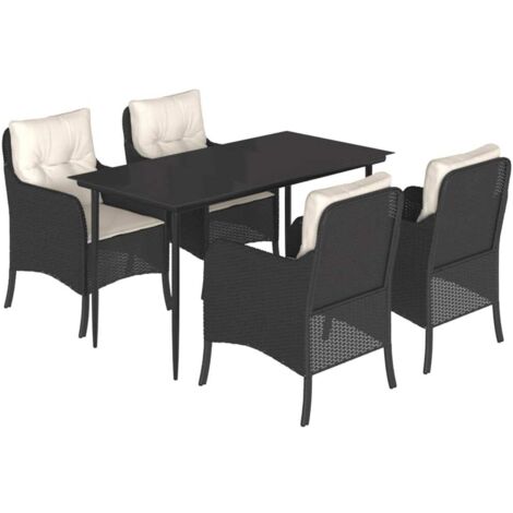 vidaXL Set da Pranzo da Giardino 5 pz Nero con Cuscini in Polyrattan