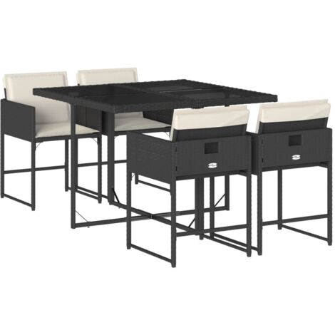 vidaXL Set da Pranzo da Giardino 5 pz Nero con Cuscini in Polyrattan