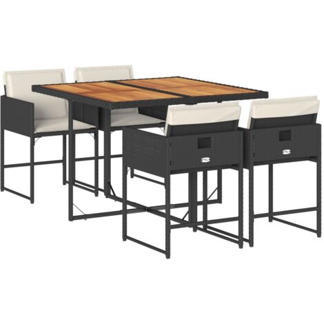 vidaXL Set da Pranzo da Giardino 5 pz Nero con Cuscini in Polyrattan