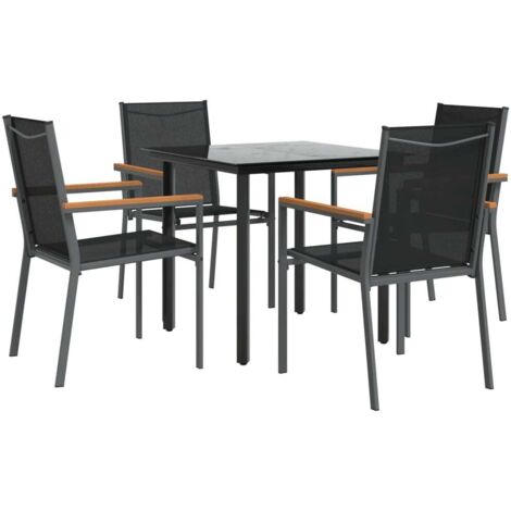 vidaXL Set da Pranzo da Giardino 5 pz Nero in Textilene e Acciaio