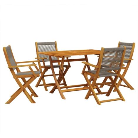 vidaXL Set da Pranzo da Giardino 5 pz Polipropilene e Legno Massello