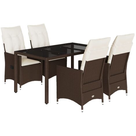 vidaXL Set da Pranzo da Giardino 5pz con Cuscini in Polyrattan Marrone