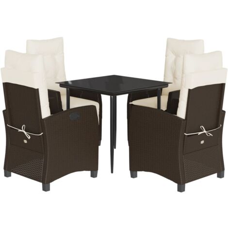 vidaXL Set da Pranzo da Giardino 5pz con Cuscini in Polyrattan Marrone