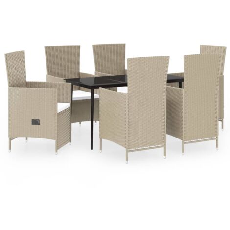 vidaXL Set da Pranzo da Giardino 7 pz con Cuscini Beige
