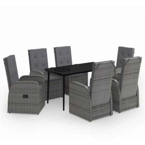 vidaXL Set da Pranzo da Giardino 7 pz con Cuscini Grigio