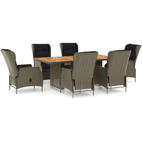 vidaXL Set da Pranzo da Giardino 7 pz con Cuscini in Polyrattan Marrone