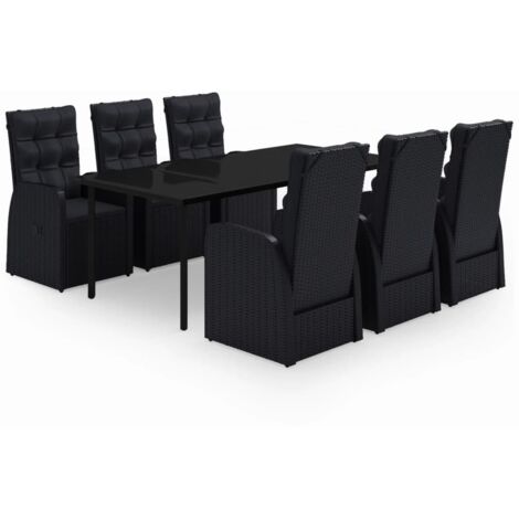 vidaXL Set da Pranzo da Giardino 7 pz con Cuscini Nero