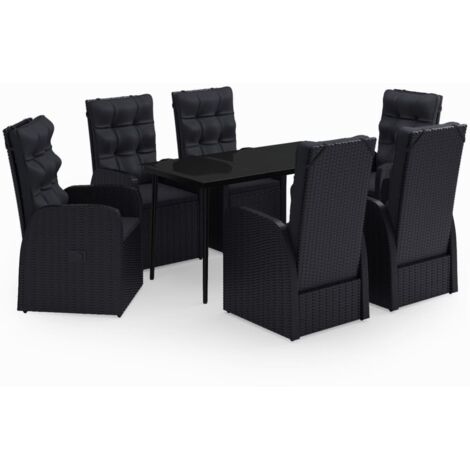 vidaXL Set da Pranzo da Giardino 7 pz con Cuscini Nero