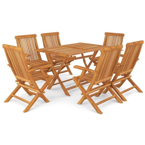 vidaXL Set da Pranzo da Giardino 7 pz in Legno Massello di Teak