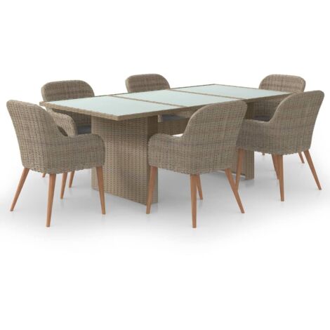 vidaXL Set da Pranzo da Giardino 7 pz in Polyrattan Marrone