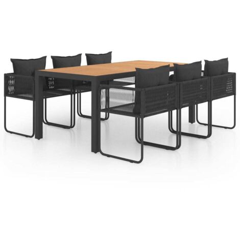 vidaXL Set da Pranzo da Giardino 7 pz in Rattan PVC Nero e Marrone