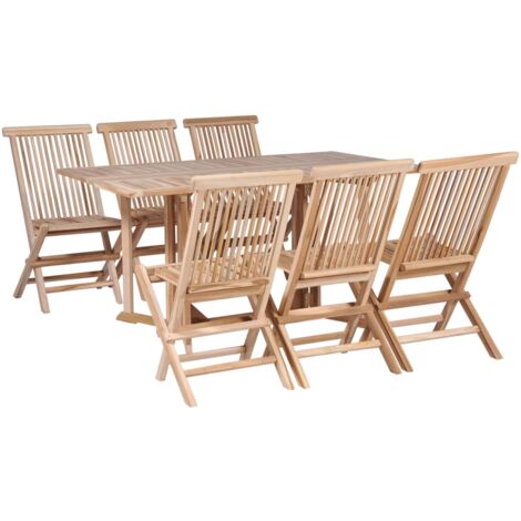 vidaXL Set da Pranzo da Giardino 7 pz Pieghevole in Massello di Teak
