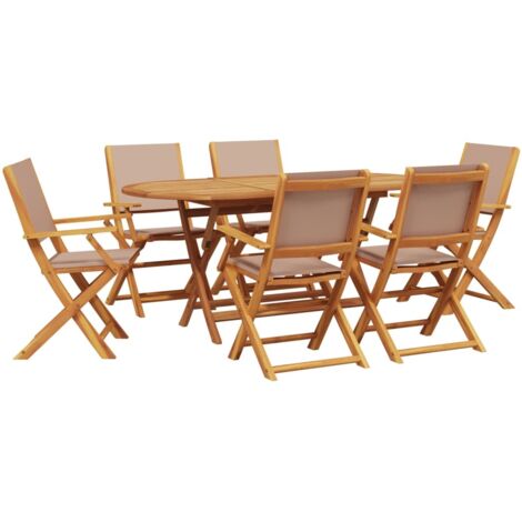 vidaXL Set da Pranzo da Giardino 7 pz Tortora Tessuto e Legno Massello