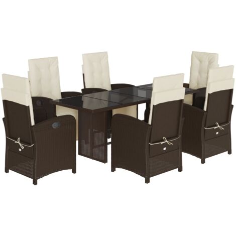 vidaXL Set da Pranzo da Giardino 7pz con Cuscini in Polyrattan Marrone