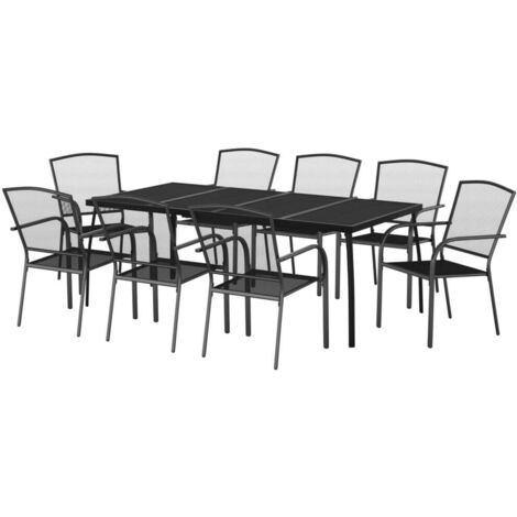 vidaXL Set da Pranzo da Giardino 9 pz in Acciaio Antracite