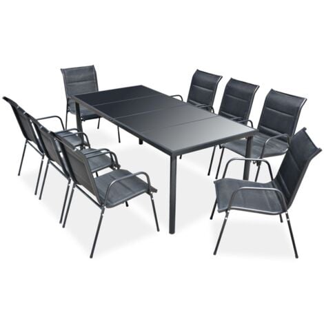 vidaXL Set da Pranzo da Giardino 9 pz in Acciaio Nero