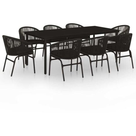vidaXL Set da Pranzo da Giardino 9 pz Nero