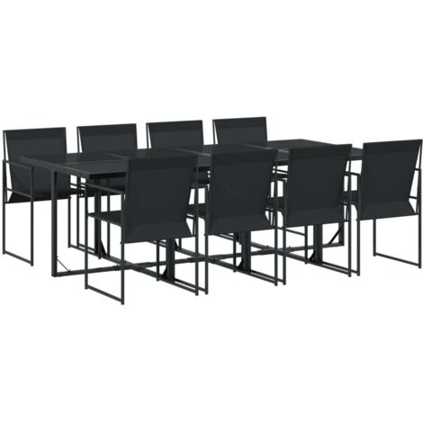 vidaXL Set da Pranzo da Giardino 9 pz Nero in Textilene