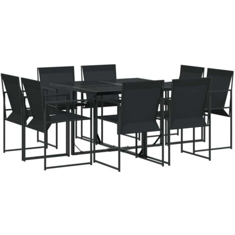 vidaXL Set da Pranzo da Giardino 9 pz Nero in Textilene