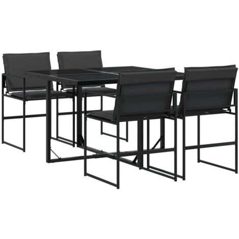 vidaXL Set da Pranzo da Giardino con Cuscini Nero in Textilene