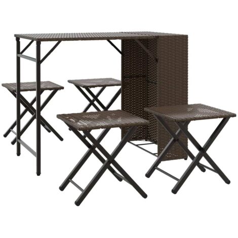 vidaXL Set da Pranzo da Giardino Pieghevole 5 pz Marrone in Polyrattan