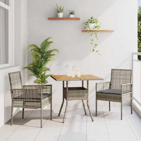 vidaXL Set da Pranzo per Giardino 3 pcs Grigio Poly Rattan