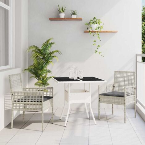 vidaXL Set da Pranzo per Giardino 3 pcs Grigio Poly Rattan