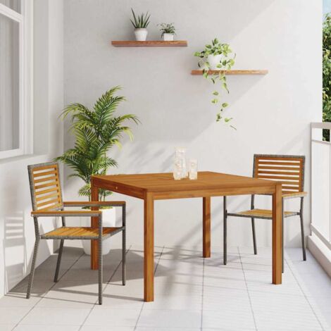 vidaXL Set da Pranzo per Giardino 3 pcs Grigio Poly Rattan