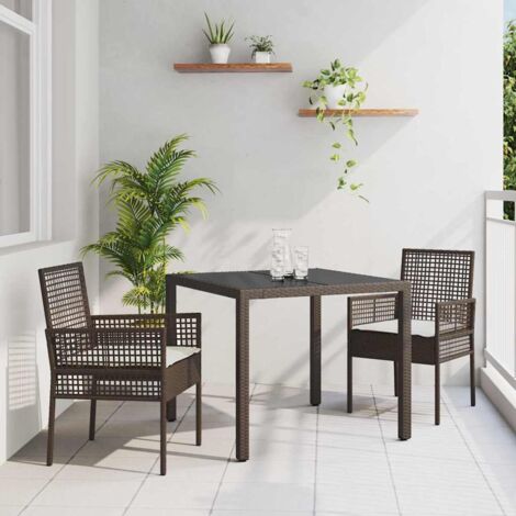 vidaXL Set da Pranzo per Giardino 3 pcs Marrone Poly Rattan