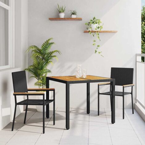 vidaXL Set da Pranzo per Giardino 3 pcs Nero e Marrone polyrattan